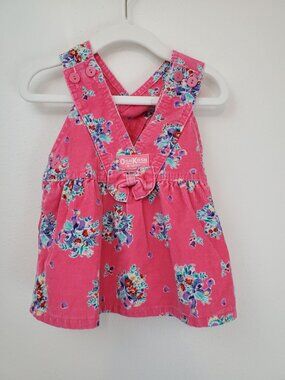 OshKosh B'Gosh vintage 90's pink floral Vestbak overall dress